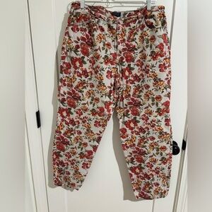 Charter Club Floral Straight Pants in Cream, Red and Yellow